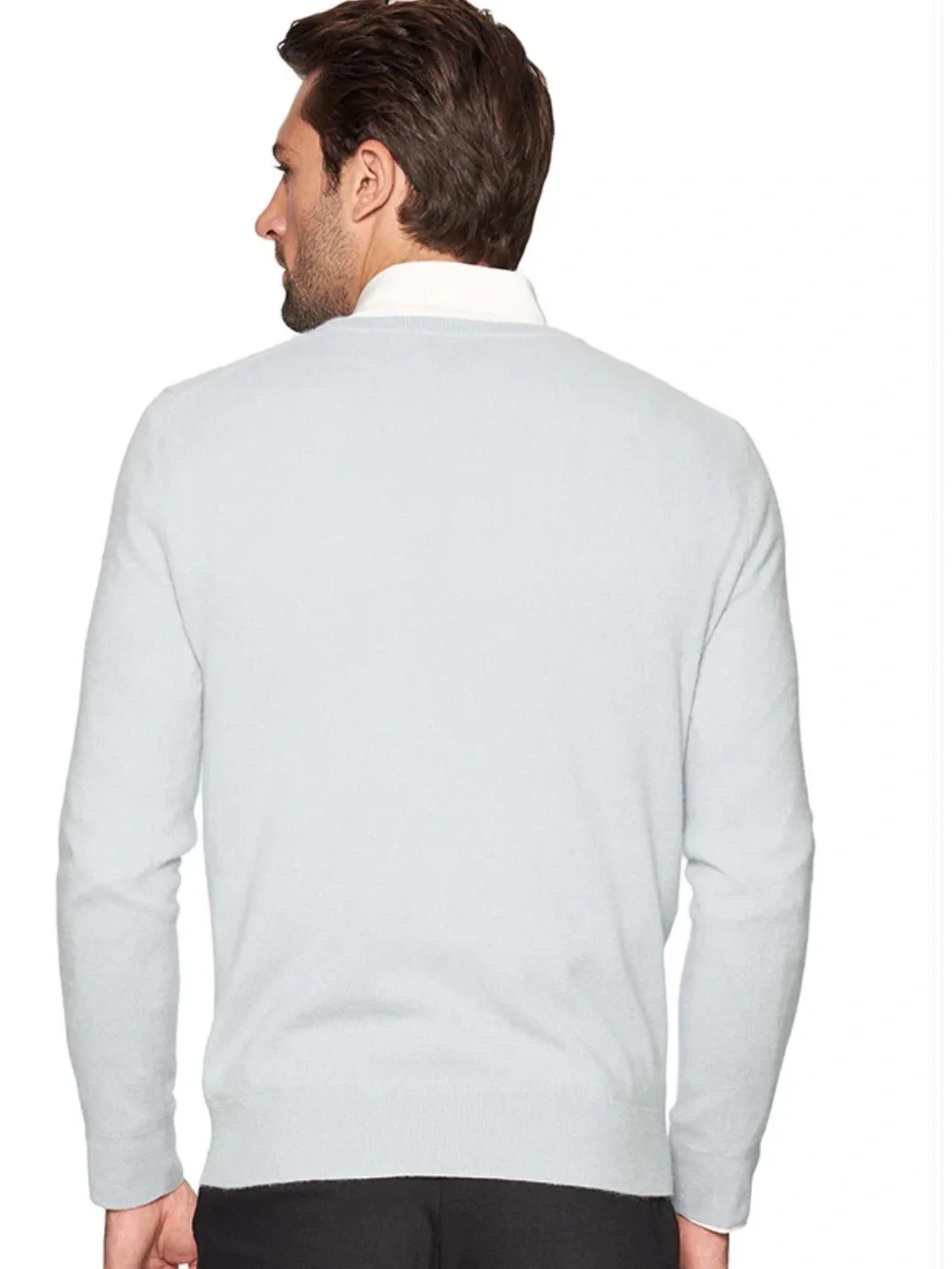 TSE Men's V-Neck Sweater in nitro blue/gray large